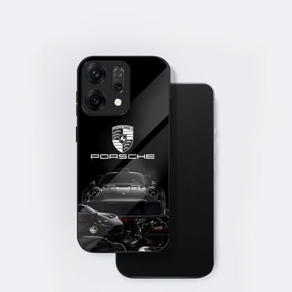 Oppo Reno 14 5G Premium Acrylic Shockproof Glass Back Case (Black Porsche)