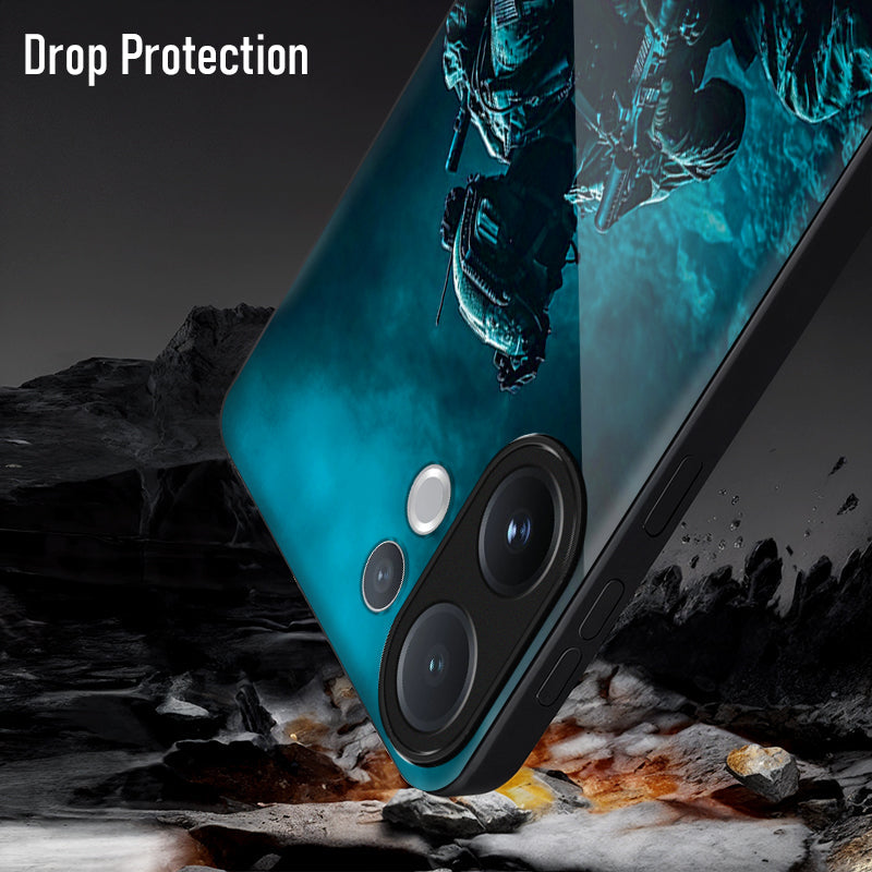 Vivo V60 5G Premium Acrylic Shockproof Glass Back Case (Soldier Case)