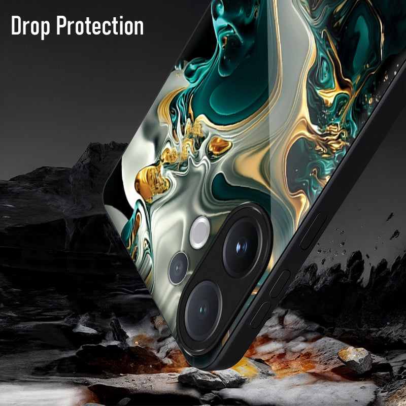 Vivo V60 5G Premium Acrylic Shockproof Glass Back Case (Ocean Ember)