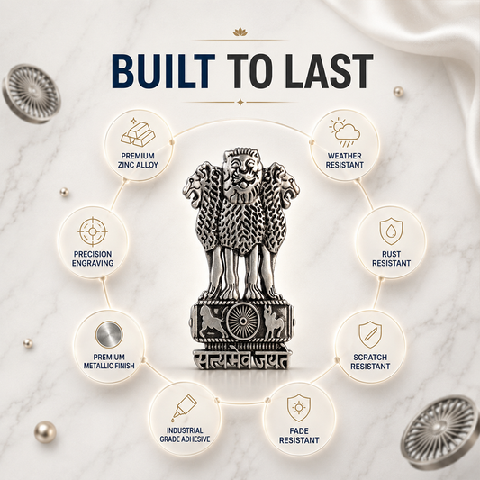 iQOO Z10R 5G Compatible Satyamev Jayate 3D Metal Emblem Sticker