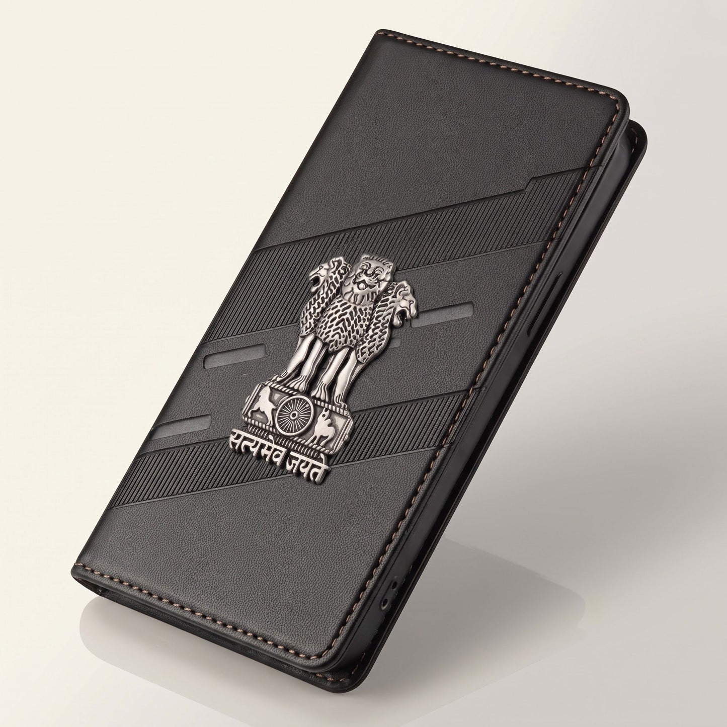 Oppo F29 Pro 5G Satyamev Jayate 3D Emblem Magnetic Flip Wallet Case