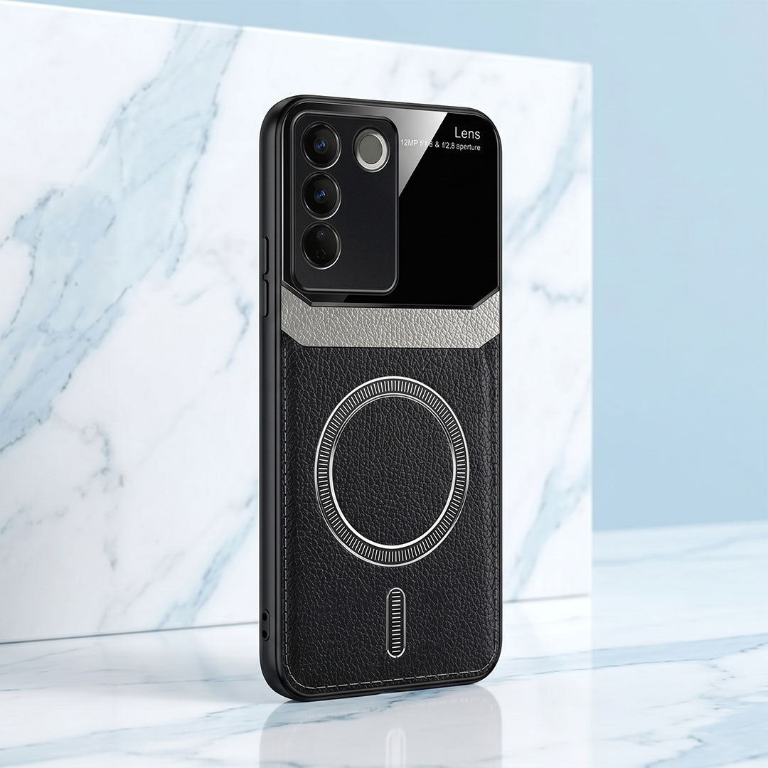 Vivo V27 5G Premium Magsafe Magnetic Leather Lens Protective Case