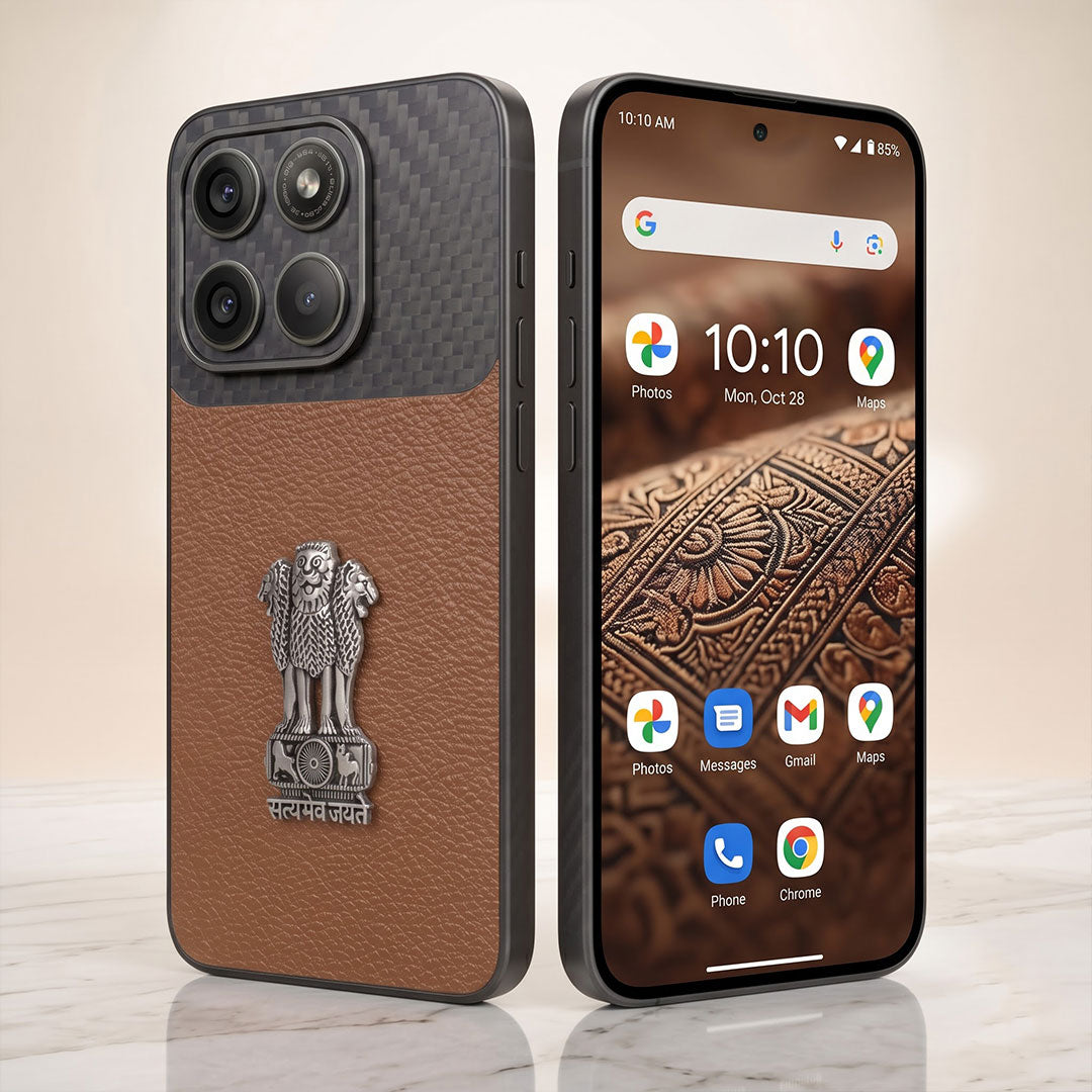 Motorola Edge 70 5g Satyamev Jayate Carbon Fiber Leather Hybrid Phone Case