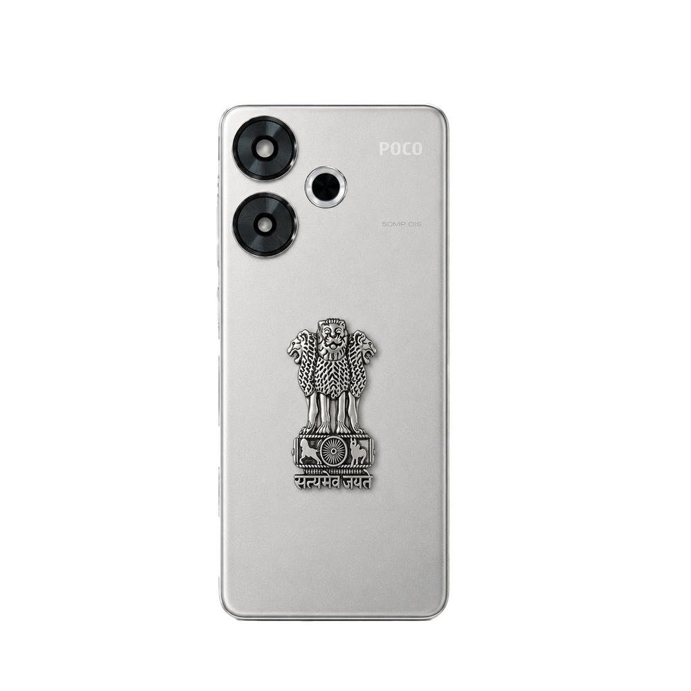 POCO F6 5G Compatible Satyamev Jayate 3D Metal Emblem Sticker