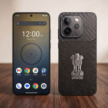 Oppo Reno 15 Pro Mini 5G Satyamev Jayate Carbon Fiber Leather Hybrid Phone Case