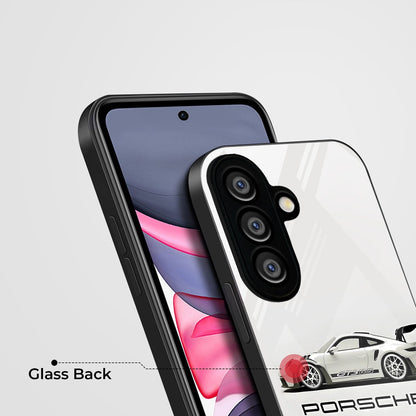 Samsung Galaxy A56 Premium Acrylic Shockproof Glass Back Case (White Porsche)