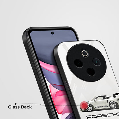 Vivo T4 5G Premium Acrylic Shockproof Glass Back Case (White Porsche)