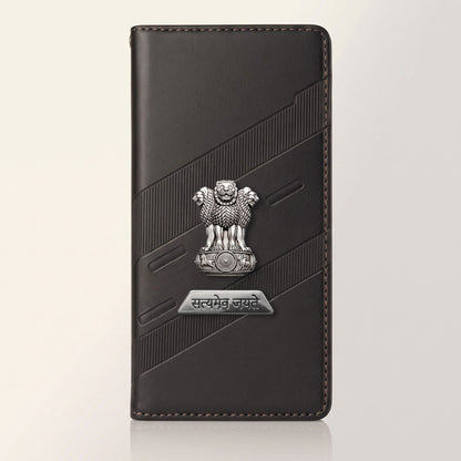 Vivo V40 Pro 5G Metal Satyamev Jayate 2-in-1 Emblem Magnetic Flip Wallet Case