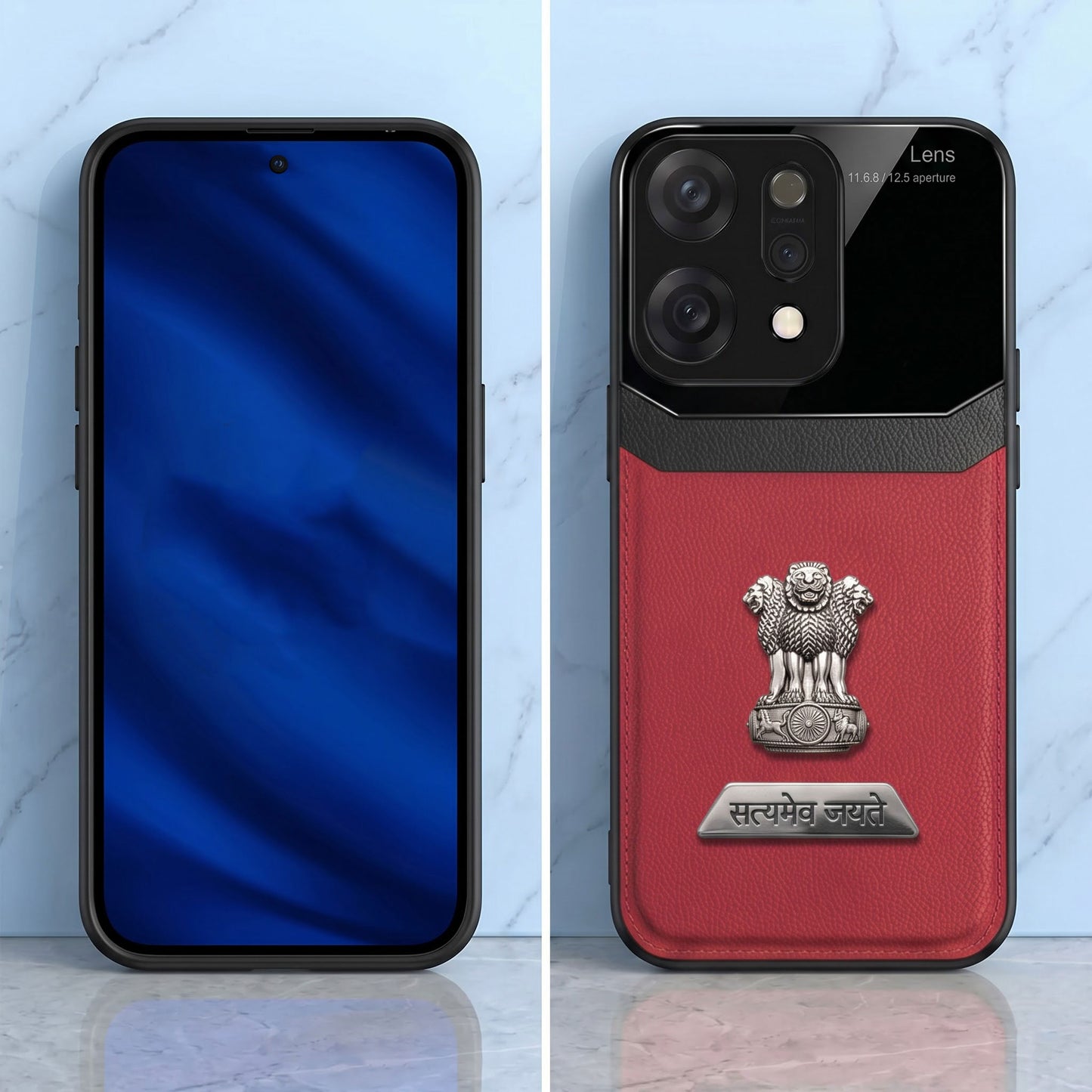 Oppo Reno 14 5G Satyamev Jayate 2-in-1 Emblem Leather Lens Protective Back Case