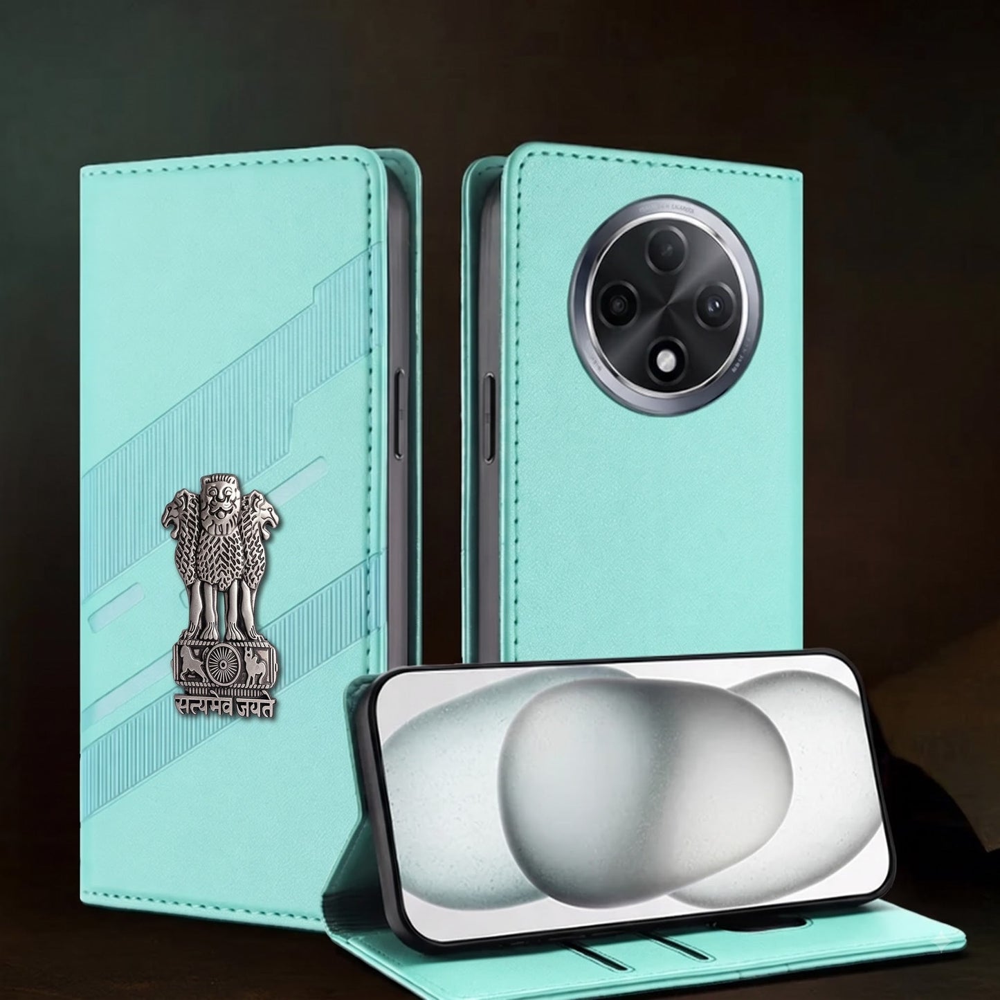 Oppo F27 Pro+ 5G Satyamev Jayate 3D Emblem Magnetic Flip Wallet Case
