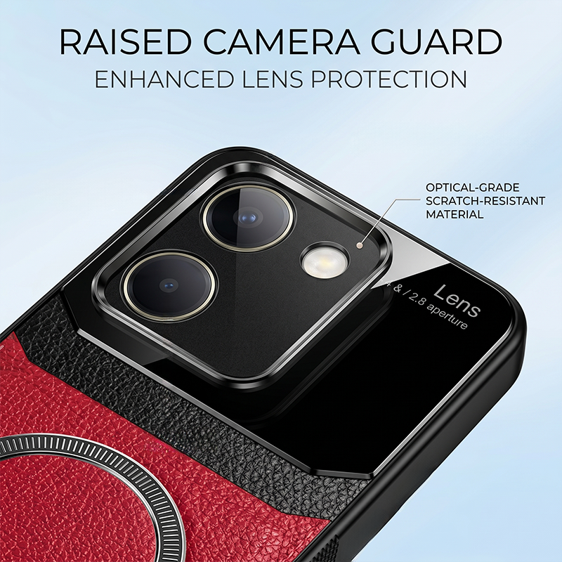 Vivo Y200 Pro 5G Premium Magsafe Magnetic Leather Lens Protective Case