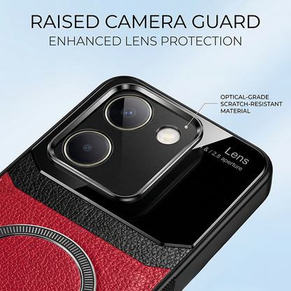 Vivo Y200 Pro 5G Premium Magsafe Magnetic Leather Lens Protective Case