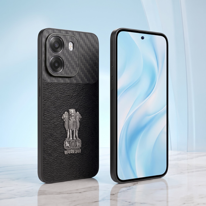 Oppo K14 5G Satyamev Jayate Carbon Fiber Leather Hybrid Phone Case