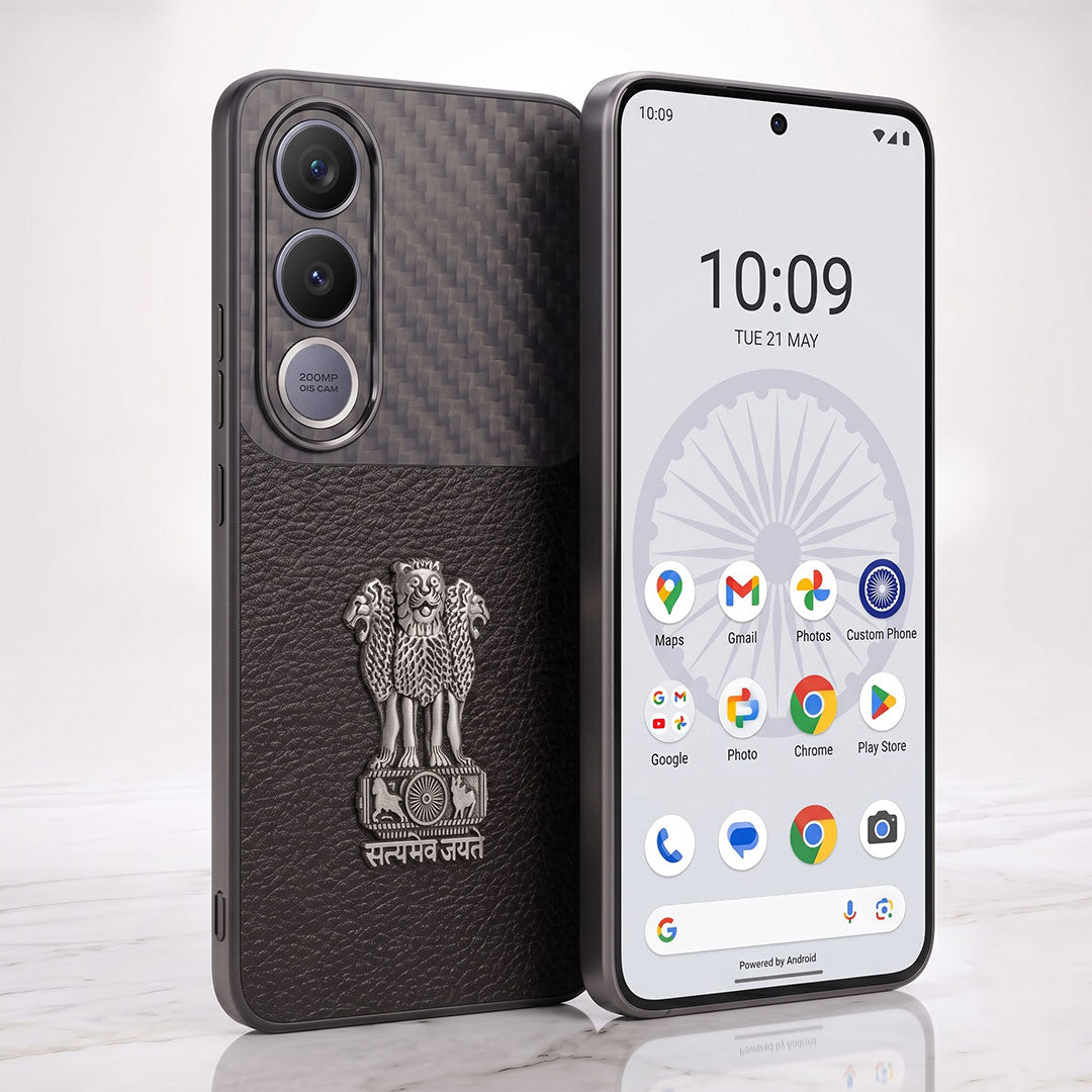 Vivo V70 FE 5G Satyamev Jayate Carbon Fiber Leather Hybrid Phone Case
