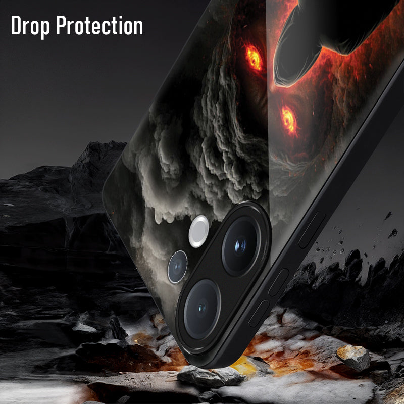 Vivo V60 5G Premium Acrylic Shockproof Glass Back Case ( Dark Flame )