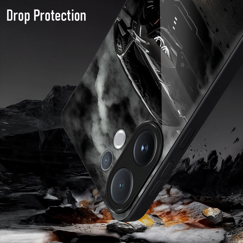 Vivo V60 5G Premium Acrylic Shockproof Glass Back Case ( Black BMW )