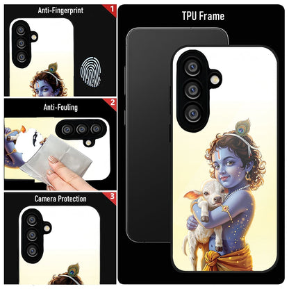Samsung Galaxy A36 5G Premium Acrylic Shockproof Glass Back Case (Cute Krishna)