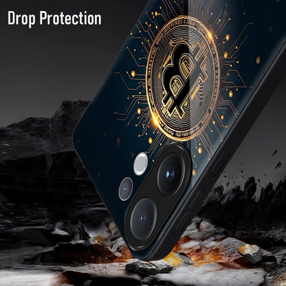 Vivo V60 5G Premium Acrylic Shockproof Glass Back Case (Bitcoin Armor)