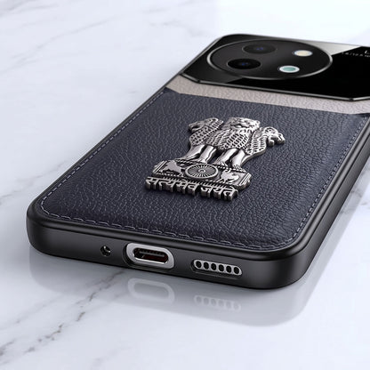 Vivo Y58 5G Satyamev Jayate 3D Metal Leather Back Case
