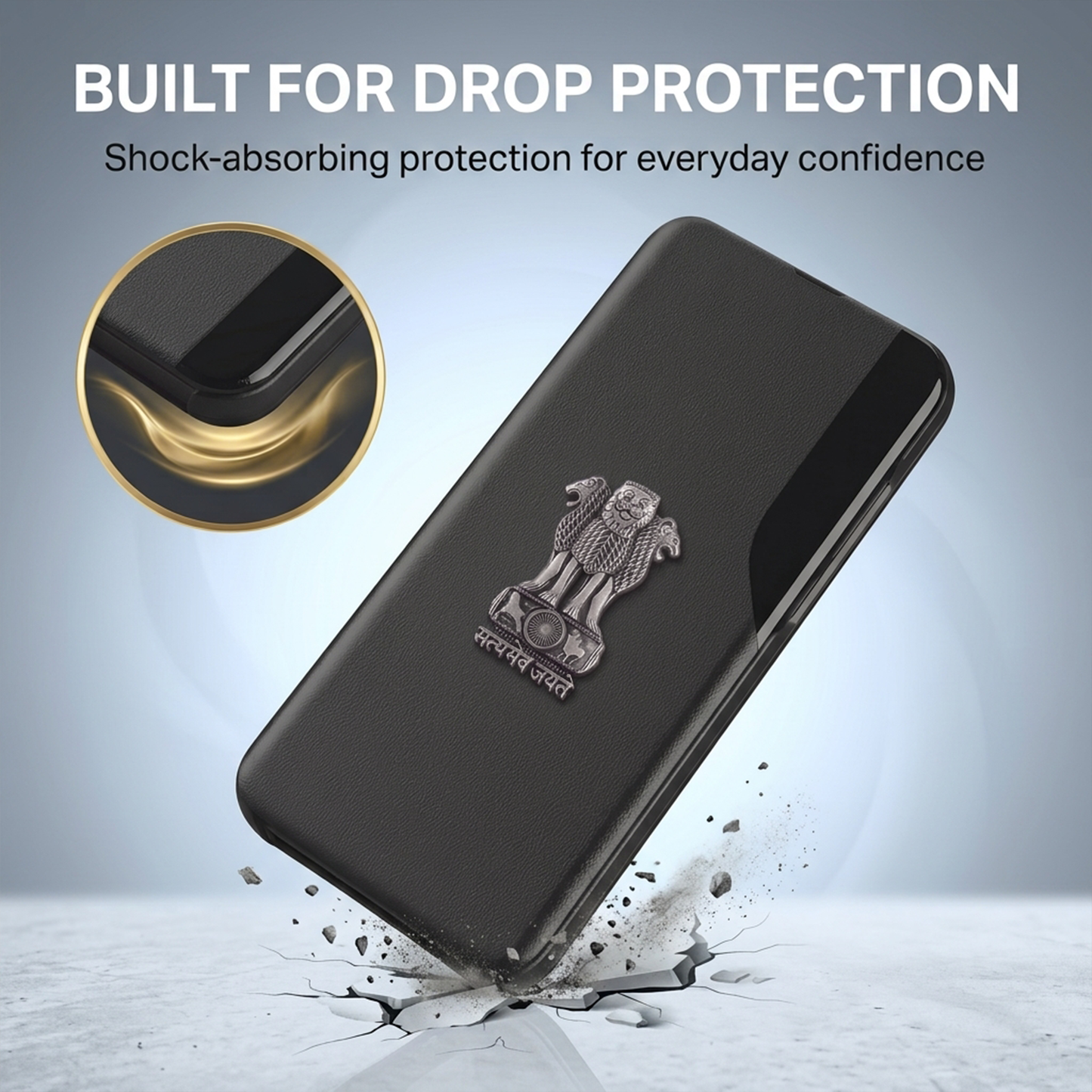 Redmi Note 13 Pro+ 5G Satyamev Jayate Half Window Leather Flip Case