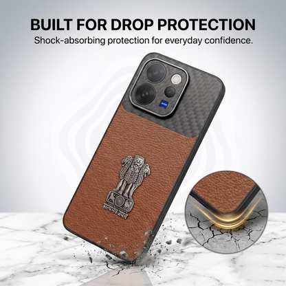 Vivo V70 5G Satyamev Jayate Carbon Fiber Leather Hybrid Phone Case