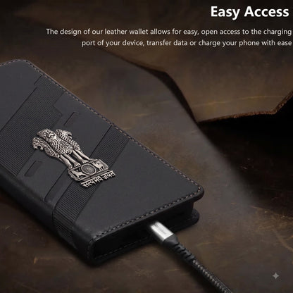 Oppo F27 Pro+ 5G Satyamev Jayate 3D Emblem Magnetic Flip Wallet Case