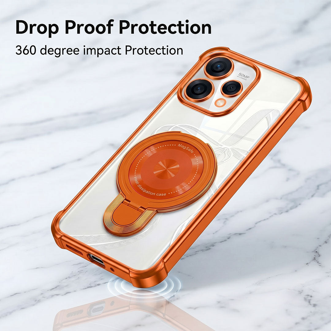Oppo Reno 15 5G Invincible Bracket Ring Stand Airbag Cosmic Orange Case