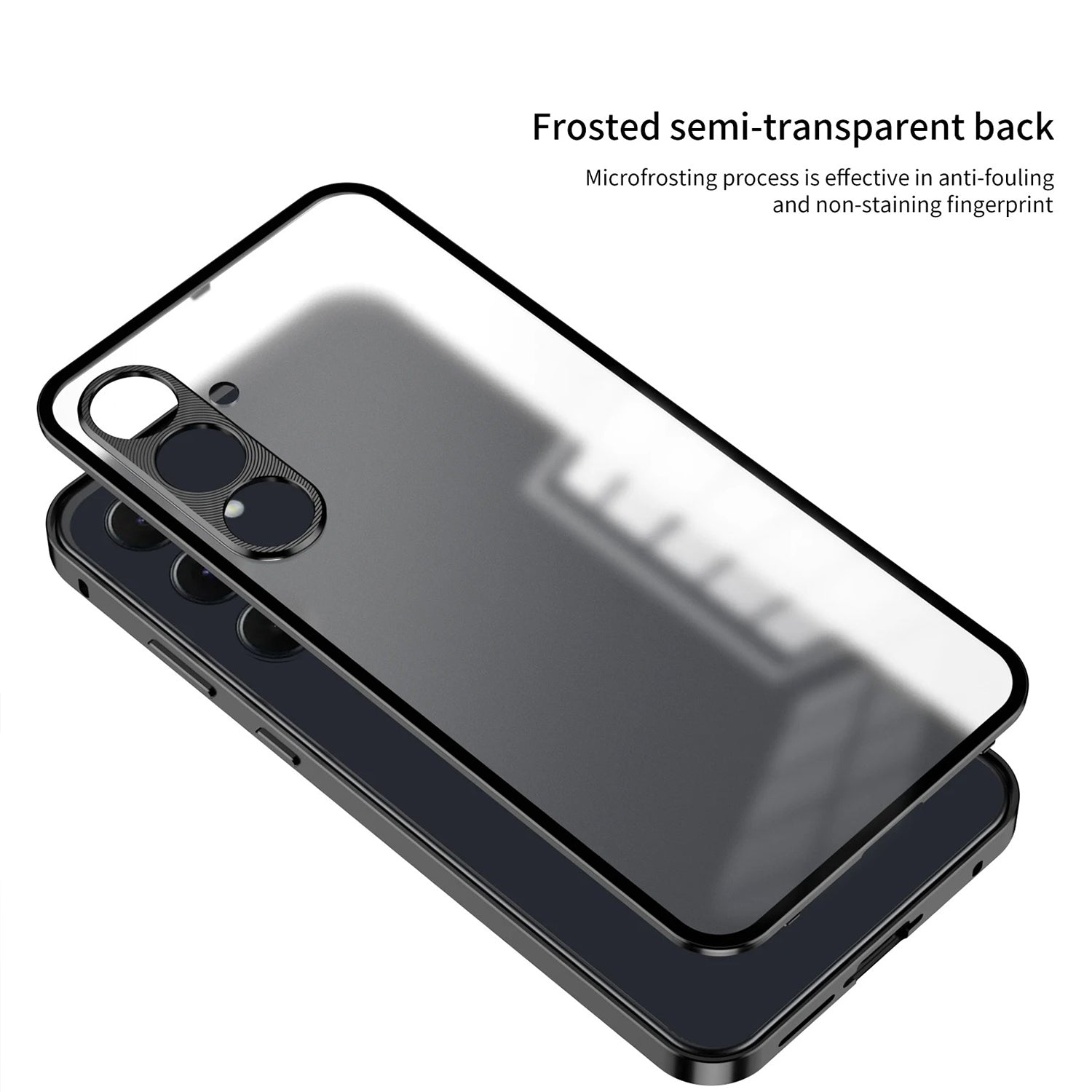 Samsung Galaxy A55 5G Phone case with frosted semi-transparent back on a white background