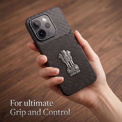 Oppo Reno 15 Pro Mini 5G Satyamev Jayate Carbon Fiber Leather Hybrid Phone Case