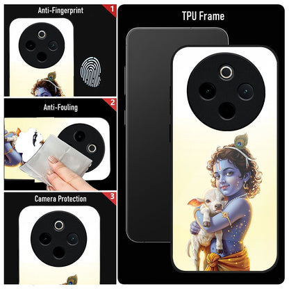 Vivo T4 5G Premium Acrylic Shockproof Glass Back Case (Cute Krishna)