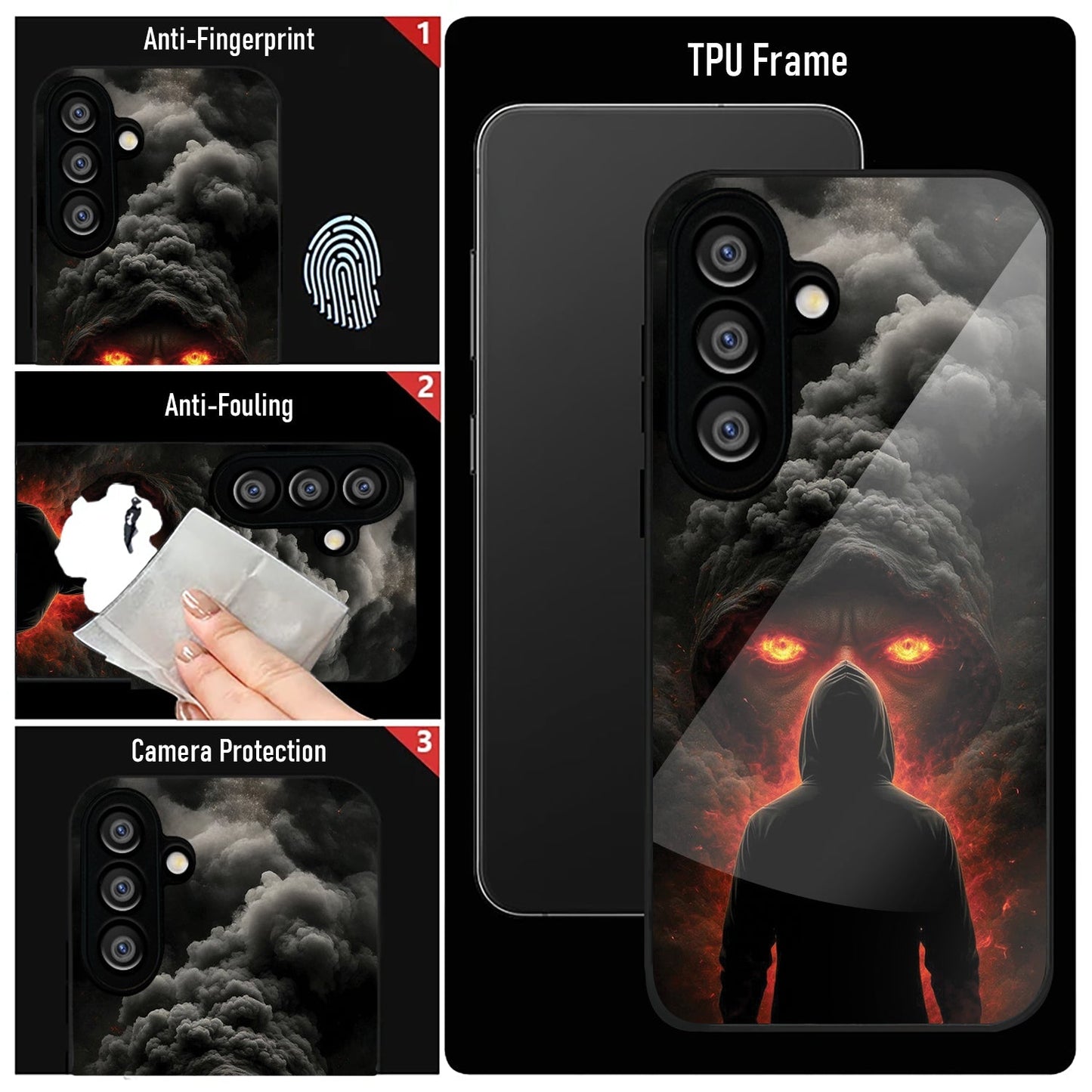 Samsung Galaxy A56 Premium Acrylic Shockproof Glass Back Case (Dark Flame)