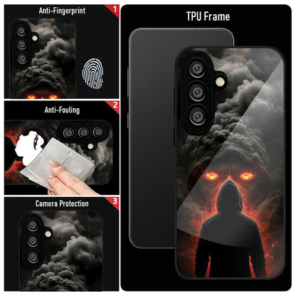 Samsung Galaxy A56 Premium Acrylic Shockproof Glass Back Case (Dark Flame)