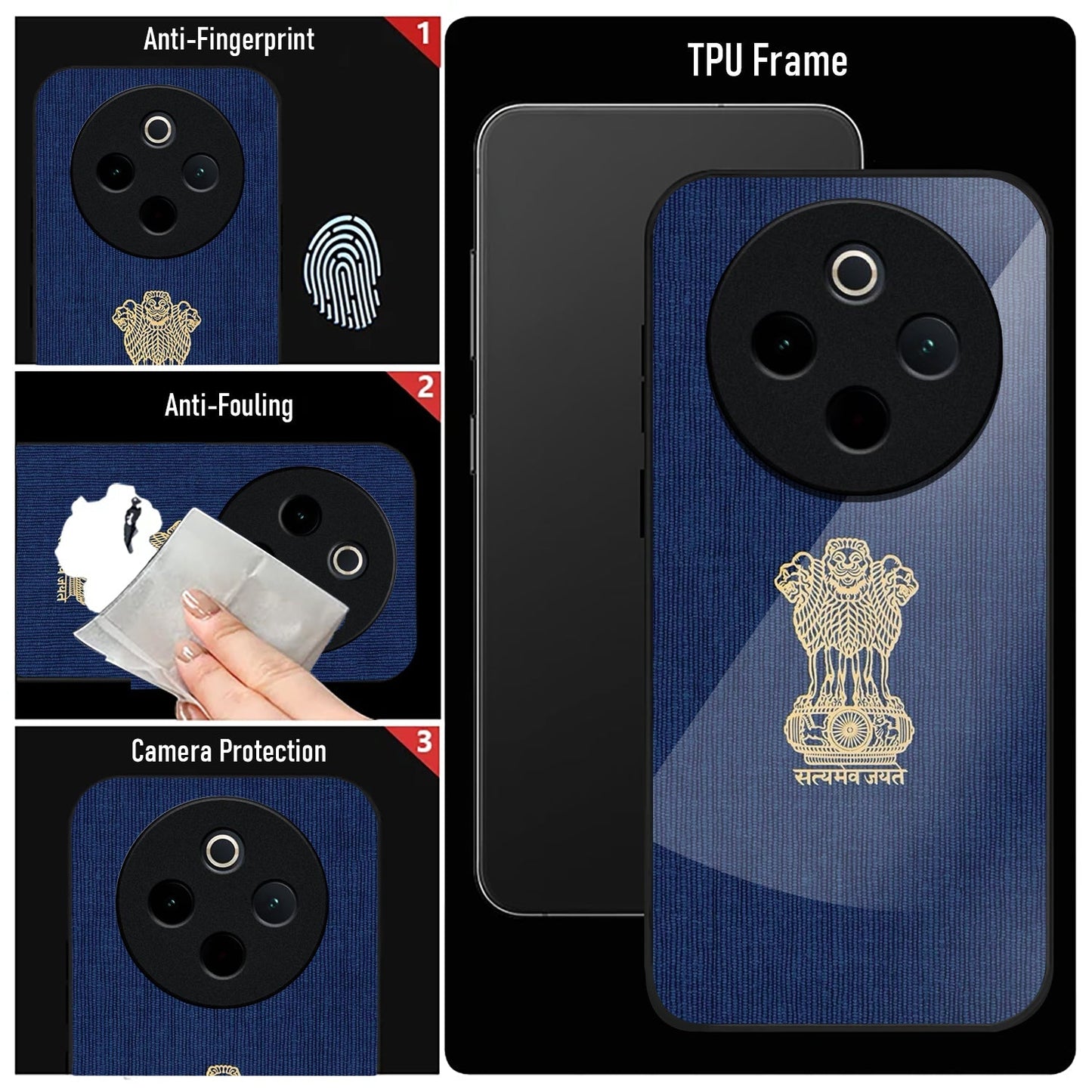 Vivo T4 5G Premium Acrylic Shockproof Glass Back Case (Nation Pride)