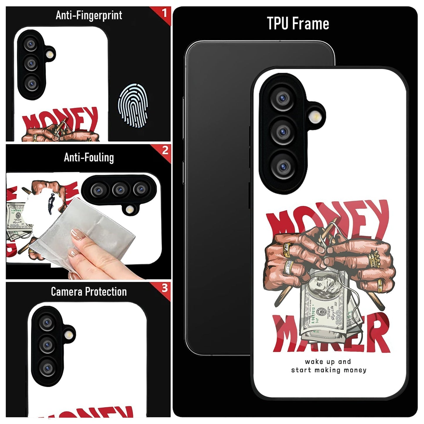 Samsung Galaxy A56 Premium Acrylic Shockproof Glass Back Case (Money maker)