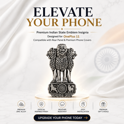 Oneplus 11 5G Compatible Satyamev Jayate 3D Metal Emblem Sticker