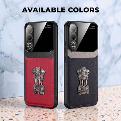 Oppo K12x 5G Satyamev Jayate 3D Metal Leather Back Case