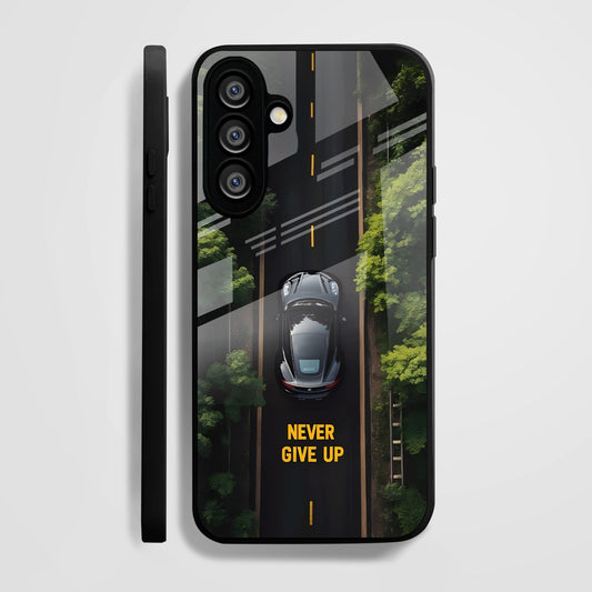 Samsung Galaxy A56 Premium Acrylic Shockproof Glass Back Case (Road Never Give Up)