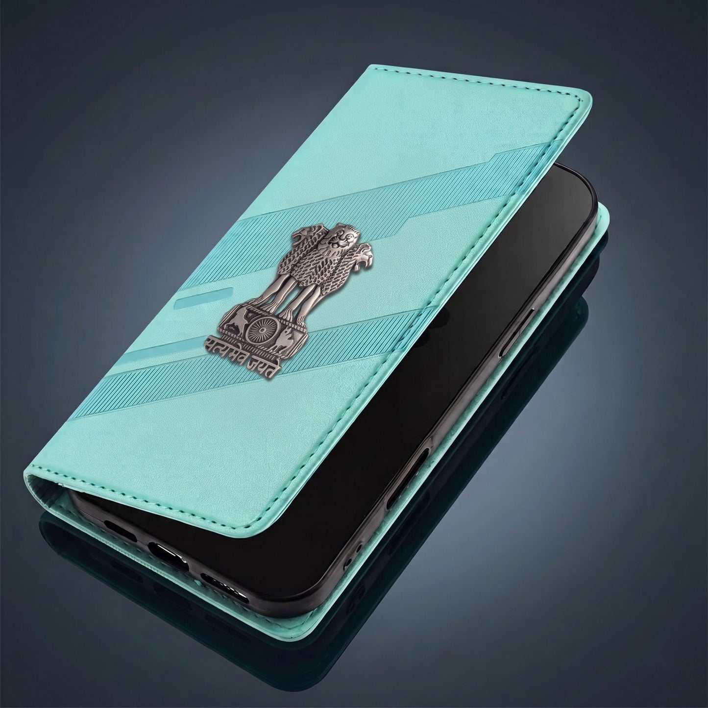Oppo Reno 12 Pro 5G Satyamev Jayate 3D Emblem Magnetic Flip Wallet Case