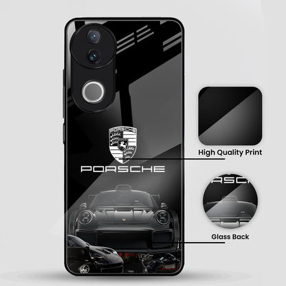 Vivo V50 5G Premium Acrylic Shockproof Glass Back Case (Black Porsche)