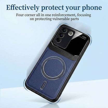 Vivo V27 5G Premium Magsafe Magnetic Leather Lens Protective Case