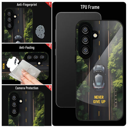 Samsung Galaxy A36 5G Premium Acrylic Shockproof Glass Back Case (Road Never Give Up)