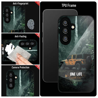 Samsung Galaxy A56 Premium Acrylic Shockproof Glass Back Case (Jeep Case)