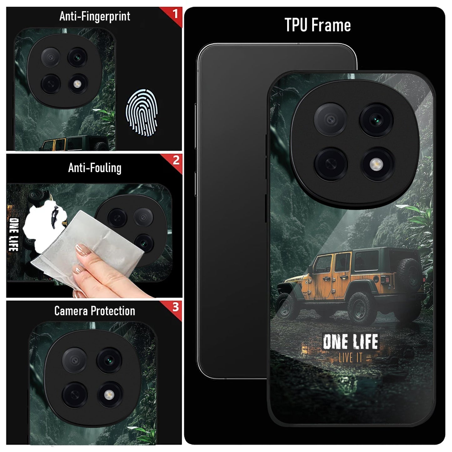 OPPO F29 Pro 5G Premium Acrylic Shockproof Glass Back Case (Jeep Case)