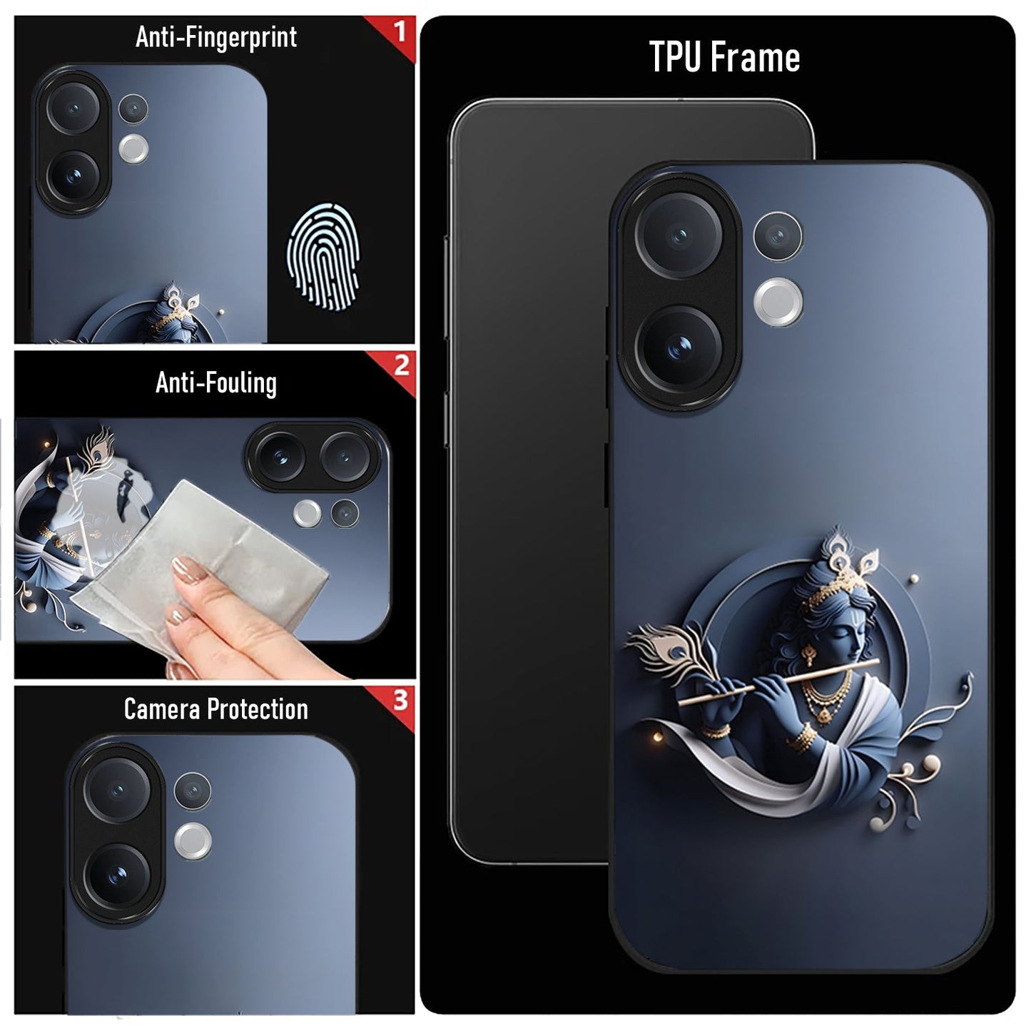 Vivo V60 5G Premium Acrylic Shockproof Glass Back Case (Krishna)