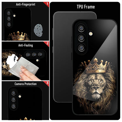 Samsung Galaxy A56 Premium Acrylic Shockproof Glass Back Case (Crowned Lion)