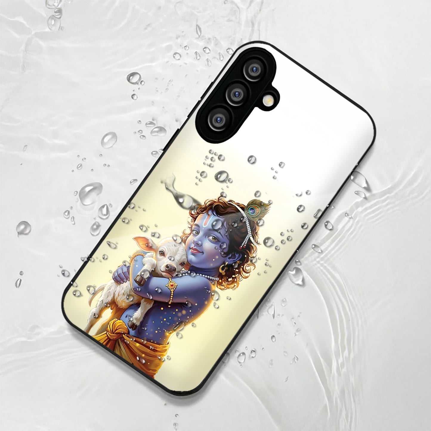Samsung Galaxy A56 Premium Acrylic Shockproof Glass Back Case (Cute Krishna)
