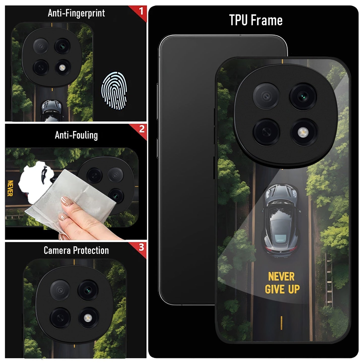 OPPO F29 Pro 5G Premium Acrylic Shockproof Glass Back Case (Road Never Give Up)