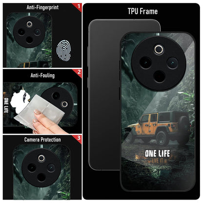 Vivo T4 5G Premium Acrylic Shockproof Glass Back Case (Jeep Case)