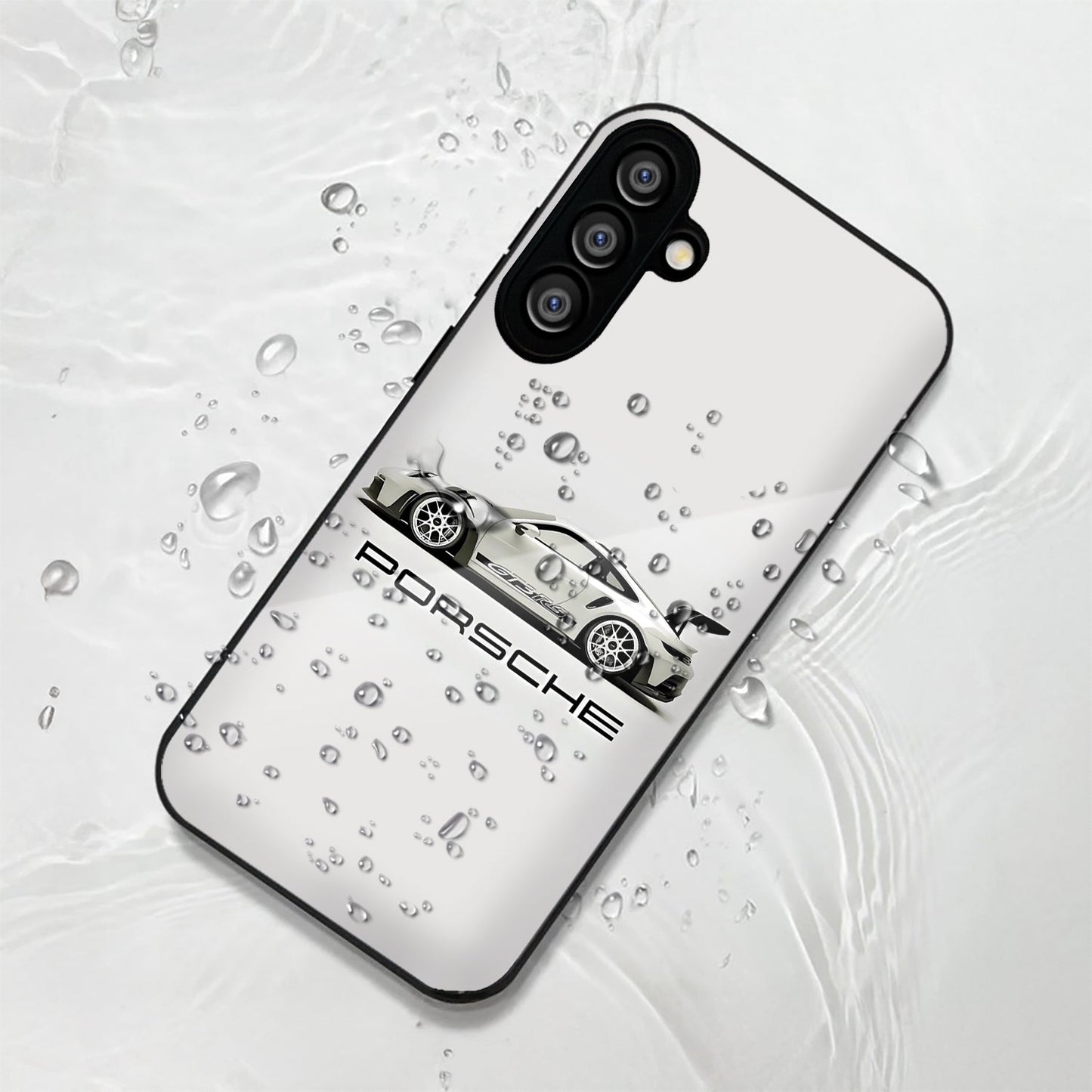 Samsung Galaxy A56 Premium Acrylic Shockproof Glass Back Case (White Porsche)