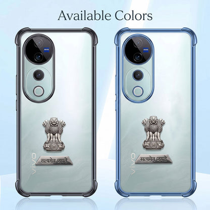 Vivo V40 Pro 5G Satyamev Jayate 2-in-1 Emblem Transparent Shockproof Airbag Case
